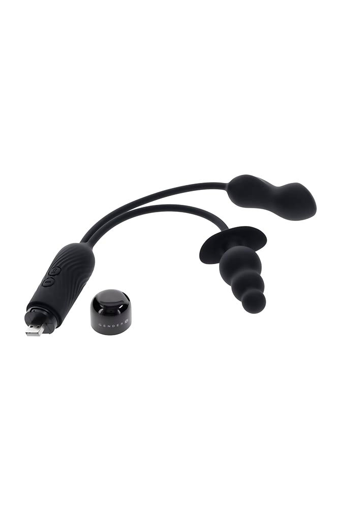 Gender X - Double My Pleasure Mini Vibe & Plug - Black - Stag Shop