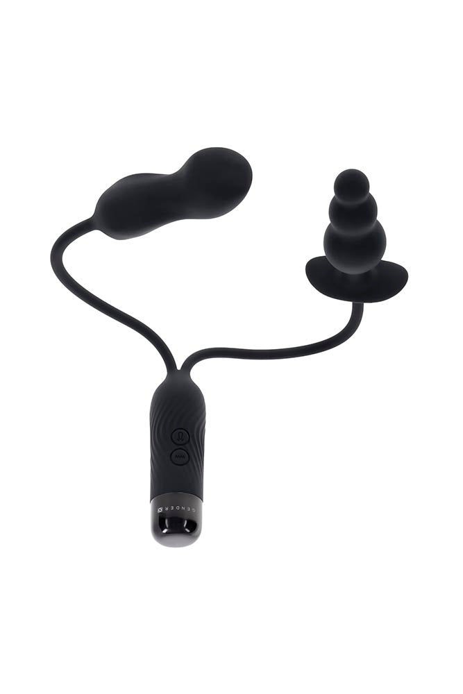 Gender X - Double My Pleasure Mini Vibe & Plug - Black - Stag Shop