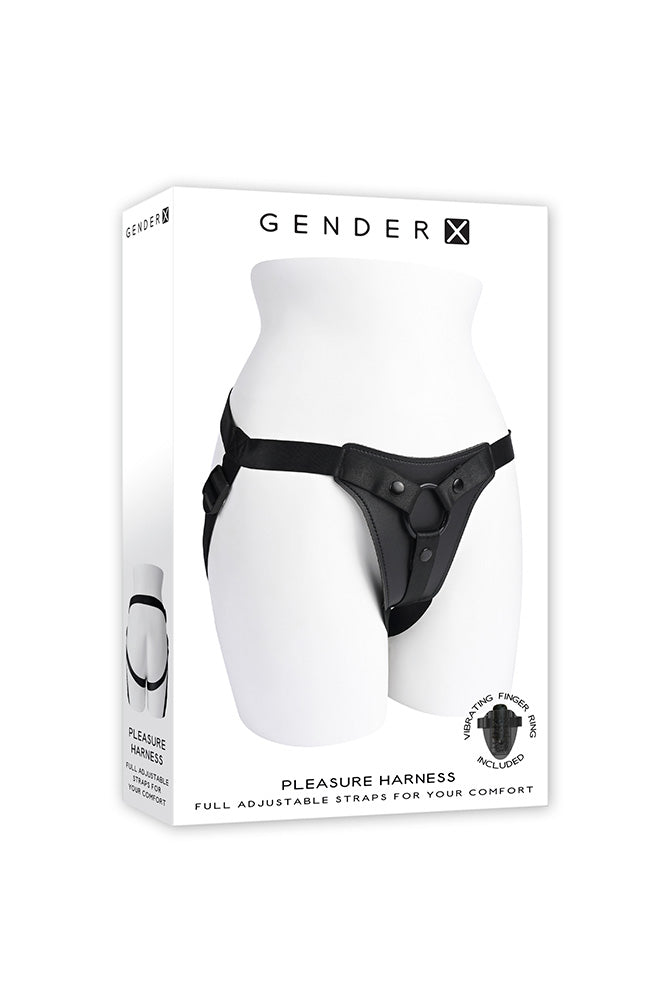 Gender X - Pleasure Harness Faux Leather Strap-On - Black - Stag Shop