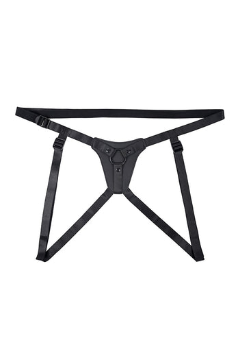 Gender X - Pleasure Harness Faux Leather Strap-On - Black - Stag Shop
