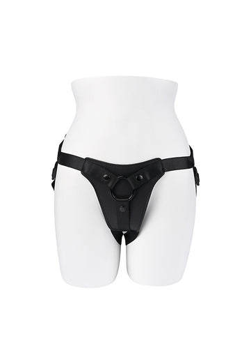 Gender X - Pleasure Harness Faux Leather Strap-On - Black - Stag Shop