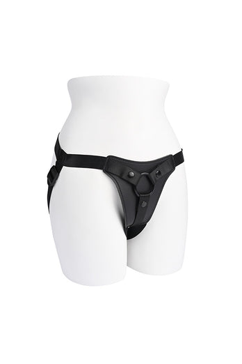 Gender X - Pleasure Harness Faux Leather Strap-On - Black - Stag Shop