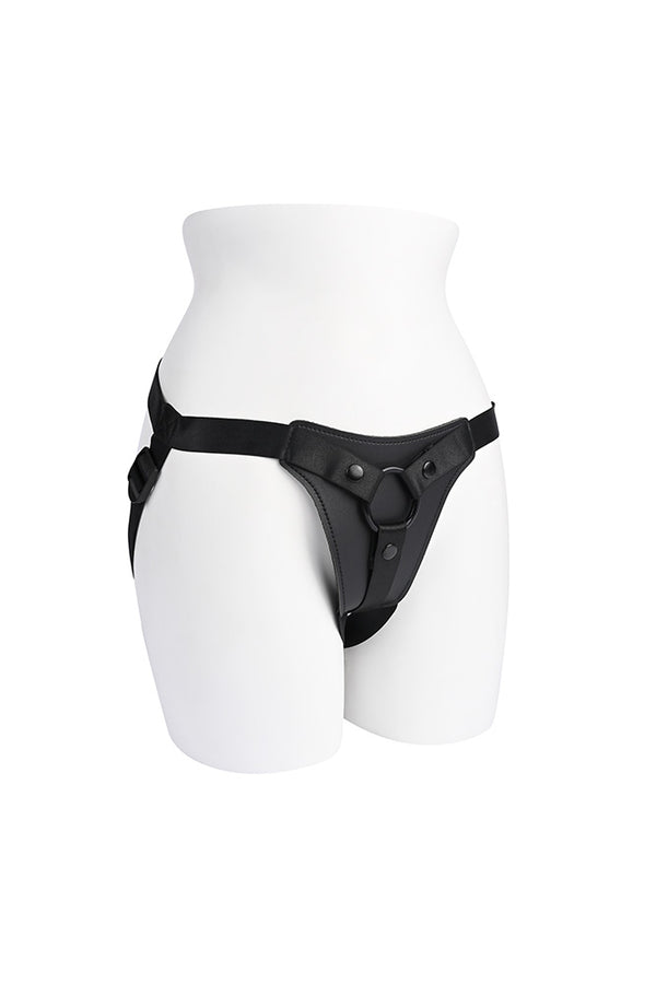 Gender X - Pleasure Harness Faux Leather Strap-On - Black - Stag Shop