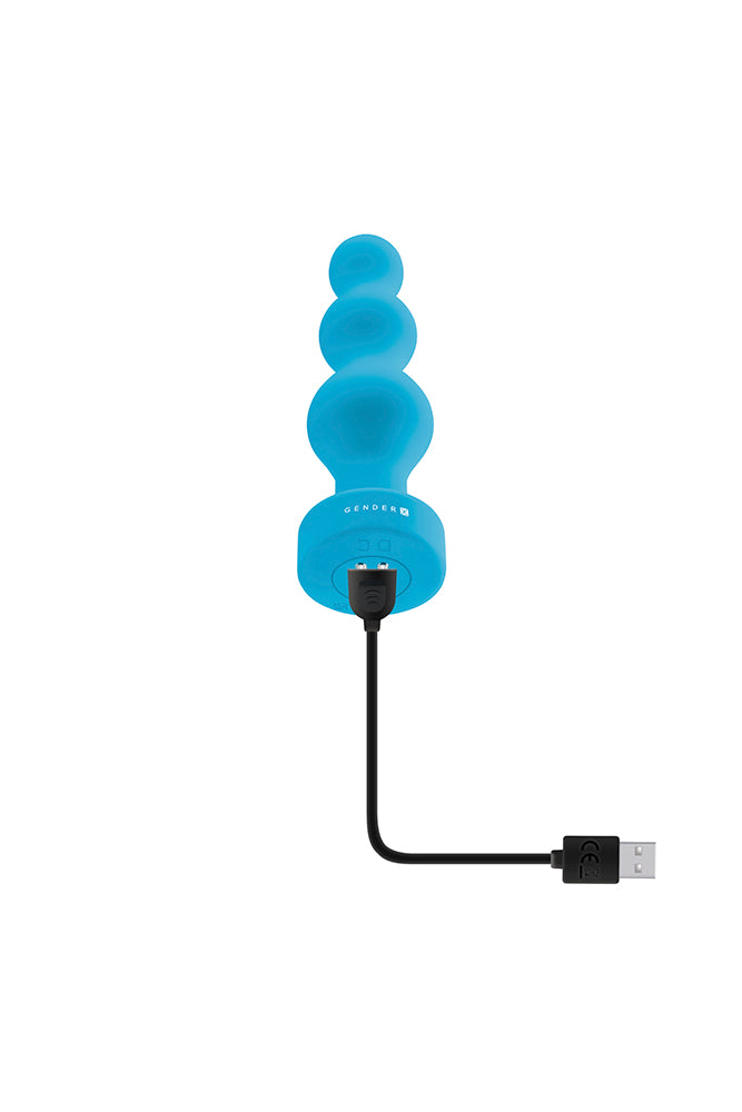 Gender X - Plugged Up Vibrating Beaded Anal Plug - Blue - Stag Shop