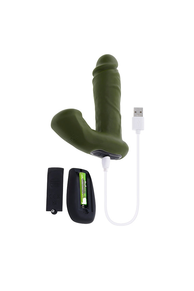 Gender X - The Hunk Thrusting Remote Control Vibrator - Green - Stag Shop