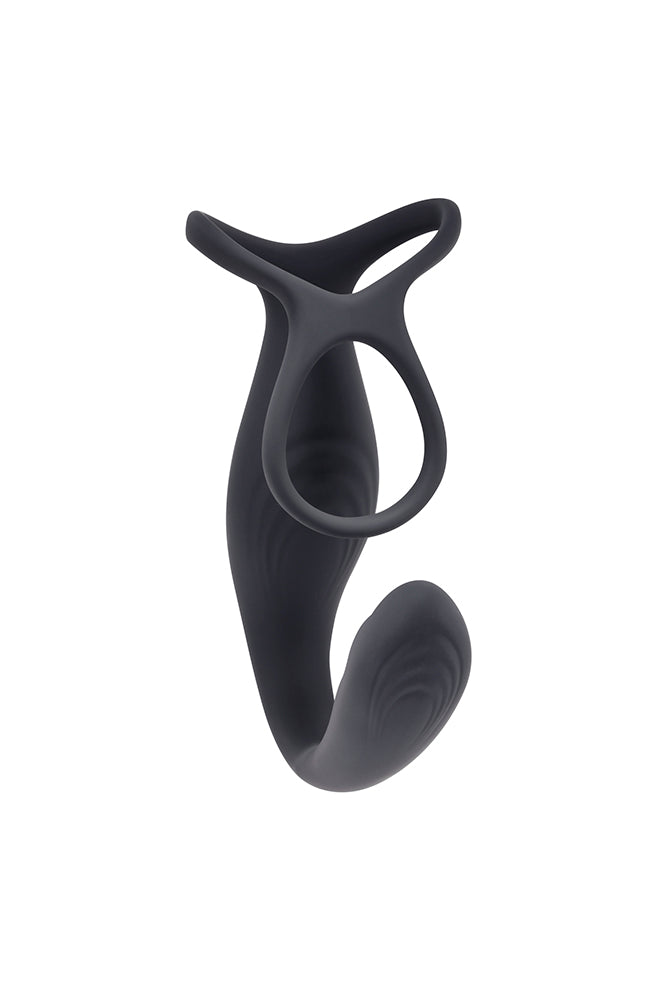 Gender X - The Wrangler Vibrating Prostate Probe & Cock Ring - Black - Stag Shop