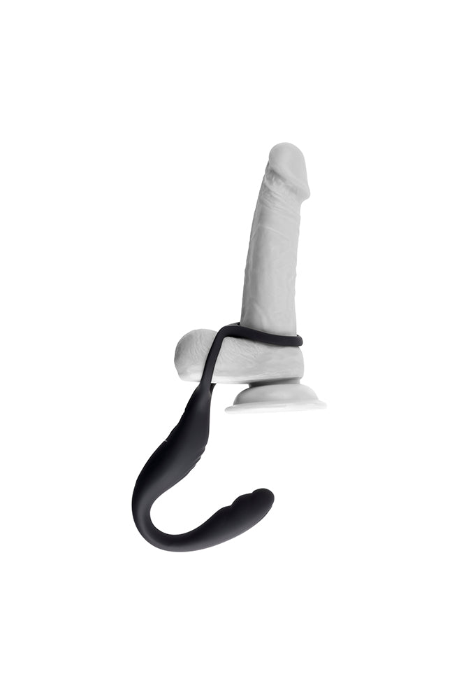 Gender X - The Wrangler Vibrating Prostate Probe & Cock Ring - Black - Stag Shop
