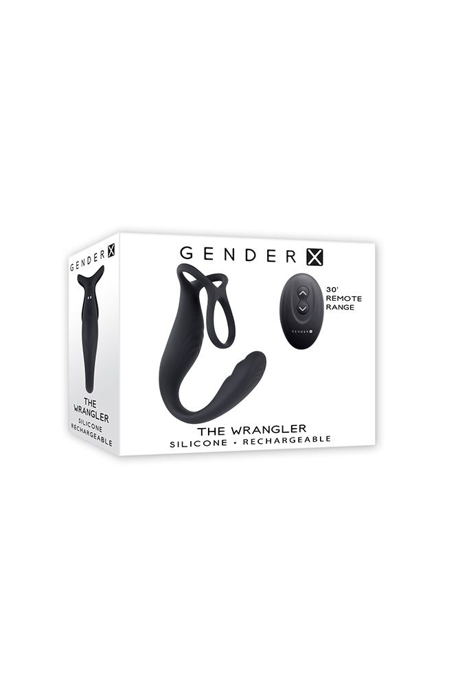 Gender X - The Wrangler Vibrating Prostate Probe & Cock Ring - Black - Stag Shop