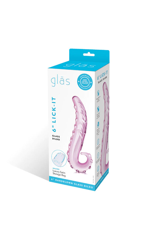 Gläs - 6" Lick It Textured Glass Dildo - Pink - Stag Shop
