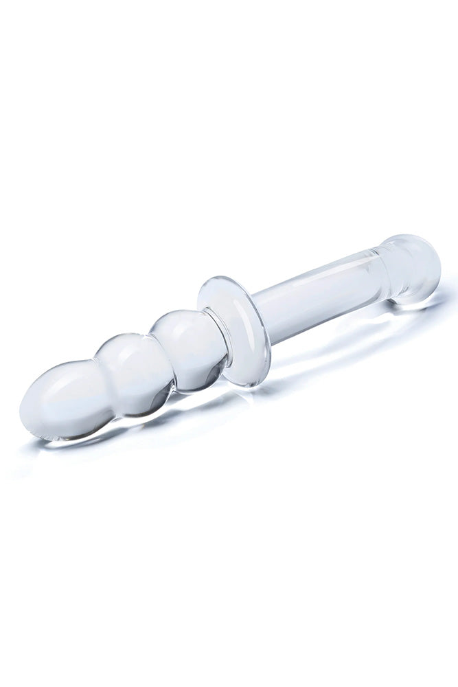 Gläs - 8" Ribbed G-Spot Double Ended Glass Dildo - Clear - Stag Shop
