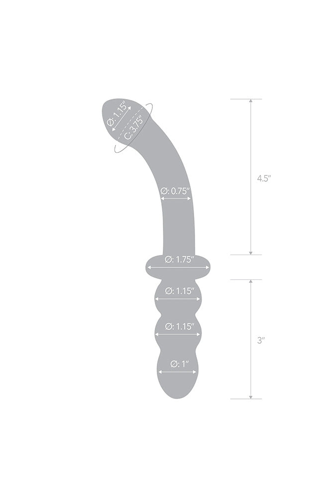 Gläs - 8" Ribbed G-Spot Double Ended Glass Dildo - Clear - Stag Shop
