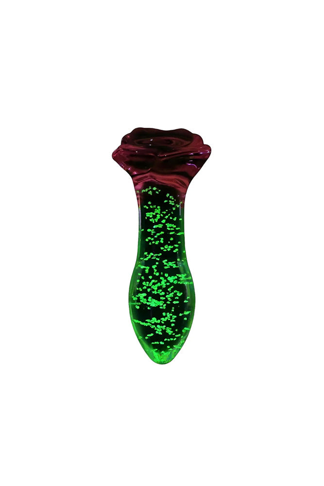 Cousins Group - Intimately GG - GG Glass Rose Anal Plug - Glow in the Dark/Pink - Stag Shop