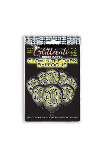 Little Genie - Glitterati Disco Penis Glow Balloons - 8pk - Stag Shop