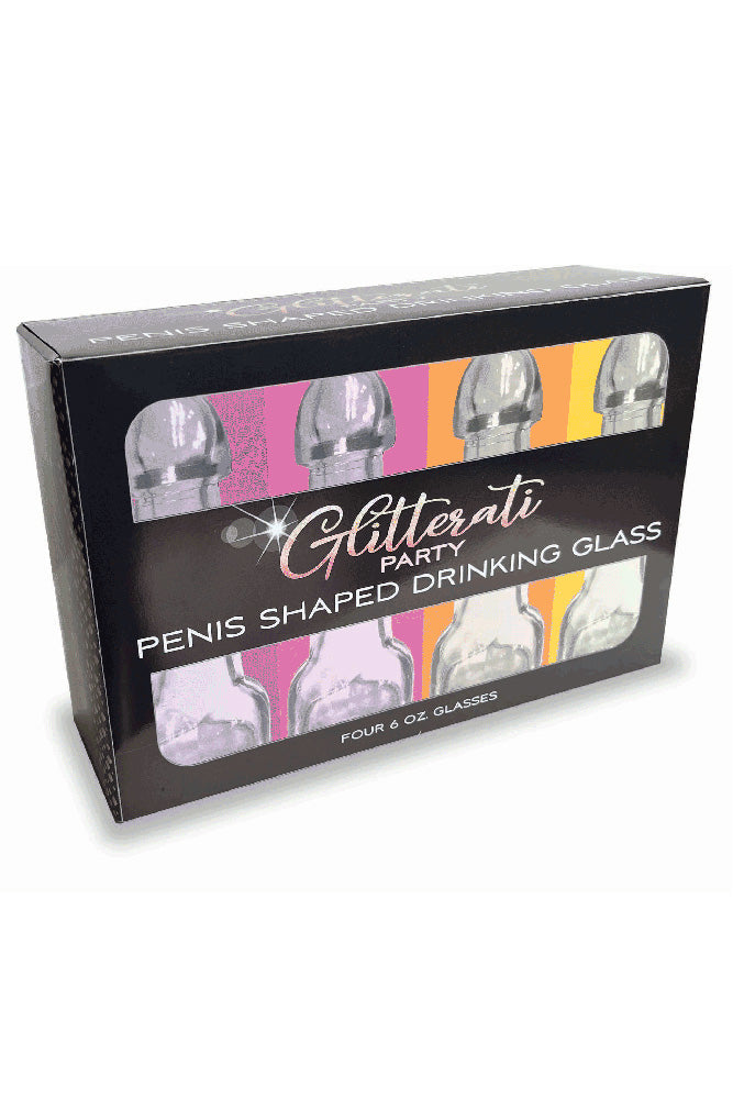 Little Genie - Glitterati Penis Drinking Glasses - 4pk