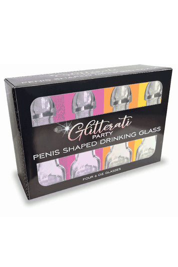 Little Genie - Glitterati Penis Drinking Glasses - 4pk - Stag Shop
