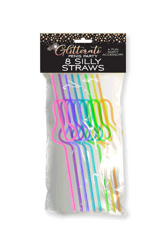 Little Genie - Glitterati Penis Silly Straws - 8pk