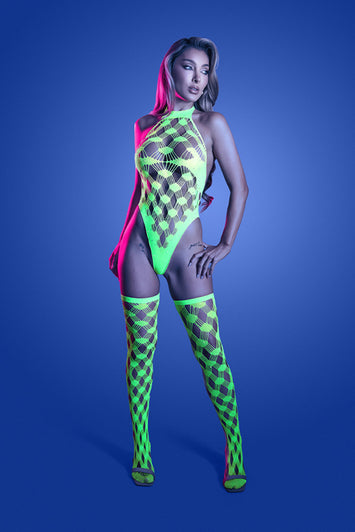 Fantasy Lingerie - Glow - Adrenaline Rhinestone Teddy & Stockings - Stag Shop