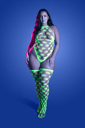 Fantasy Lingerie - Glow - Adrenaline Rhinestone Teddy & Stockings - Stag Shop