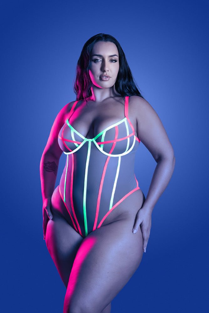 Fantasy Lingerie - Glow Full Gauge Teddy - Stag Shop