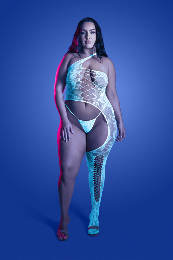 Fantasy Lingerie - Glow - Lights Get Low Asymmetrical Bodystocking & Panty - Stag Shop