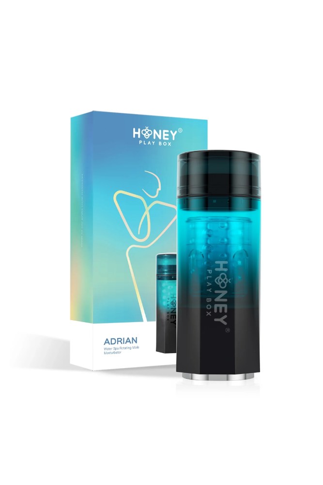Honey Play Box - Adrian Waterproof Rotating Automatic Stroker - Black/Blue - Stag Shop