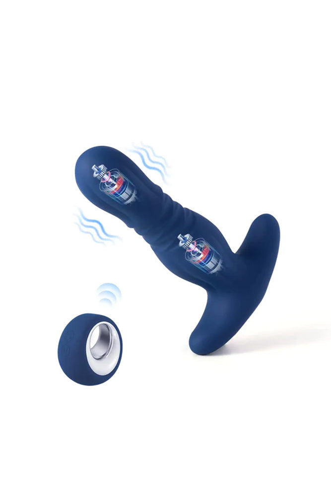Honey Play Box - Agas Thrusting Butt Plug with Remote Control - Blue - Stag Shop