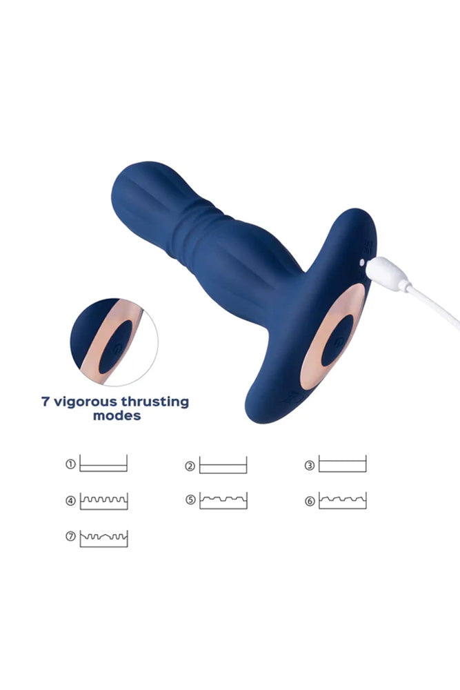 Honey Play Box - Agas Thrusting Butt Plug with Remote Control - Blue - Stag Shop