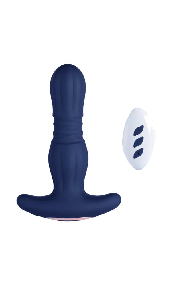 Honey Play Box - Agas Thrusting Butt Plug with Remote Control - Blue - Stag Shop