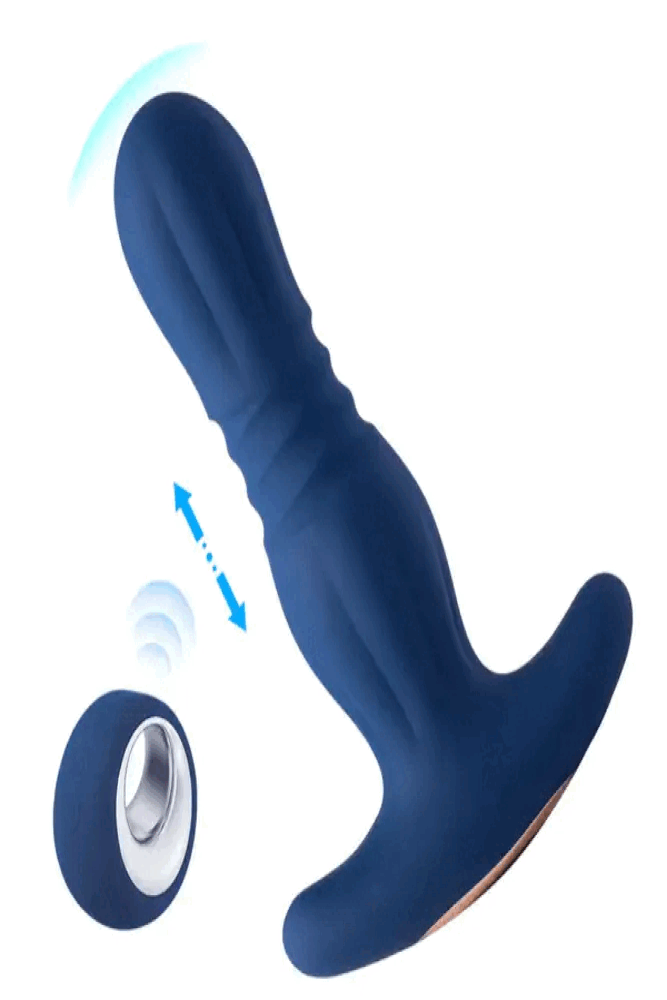 Honey Play Box - Agas Thrusting Butt Plug with Remote Control - Blue - Stag Shop