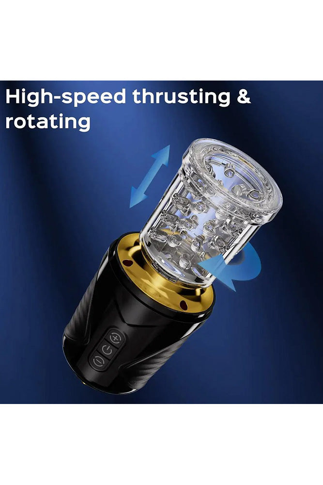 Honey Play Box - Gale Rotating & Thrusting Masturbator - Black/Clear | Stag Shop Honey Play Box - Gale Rotating & Thrusting Masturbator - Black/Clear | Stag Shop