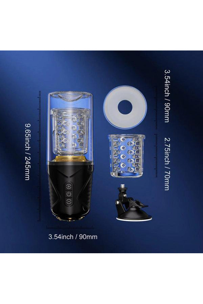 Honey Play Box - Gale Rotating & Thrusting Masturbator - Black/Clear | Stag Shop Honey Play Box - Gale Rotating & Thrusting Masturbator - Black/Clear | Stag Shop
