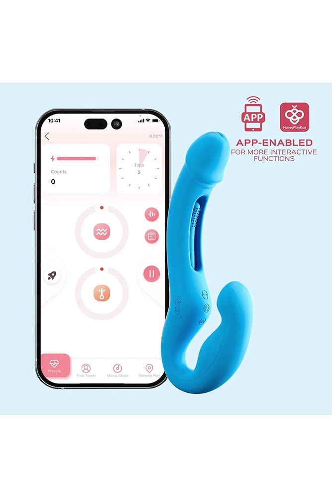 Honey Play Box - Harmony Duo App-Controlled Strapless Strap-on - Blue - Stag Shop