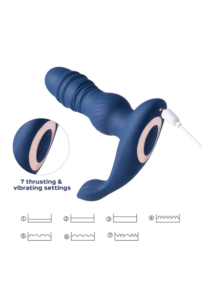 Honey Play Box - Jaden Thrusting Prostate Massager with Remote Control - Blue - Stag Shop