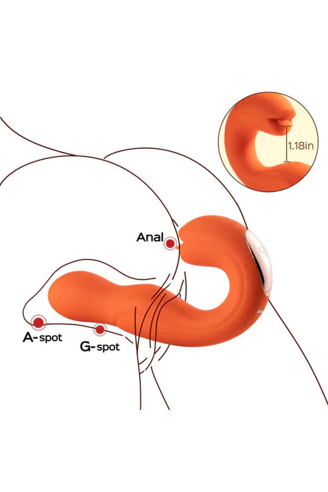 Honey Play Box - Joi Pro Rotating Head G-Spot Vibrator & Clit Licker with Remote Control - Orange - Stag Shop