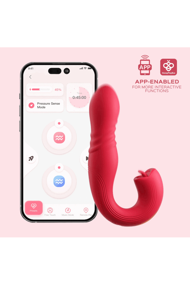 Honey Play Box - Joi Thrust 2 Dual Vibrator With Flickering Tongue - Red - Stag Shop