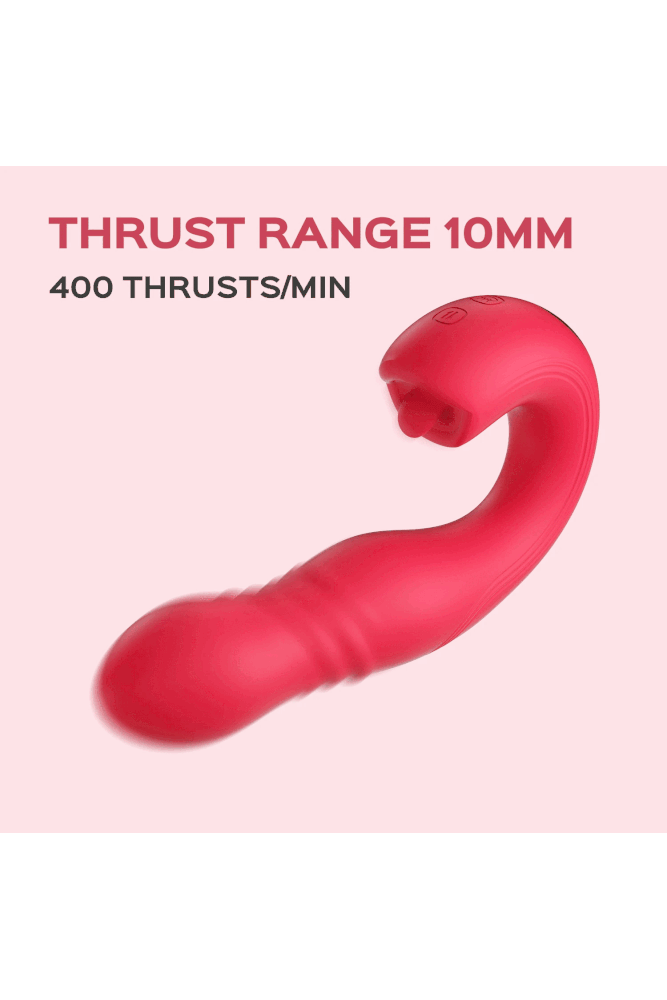 Honey Play Box - Joi Thrust 2 Dual Vibrator With Flickering Tongue - Red - Stag Shop