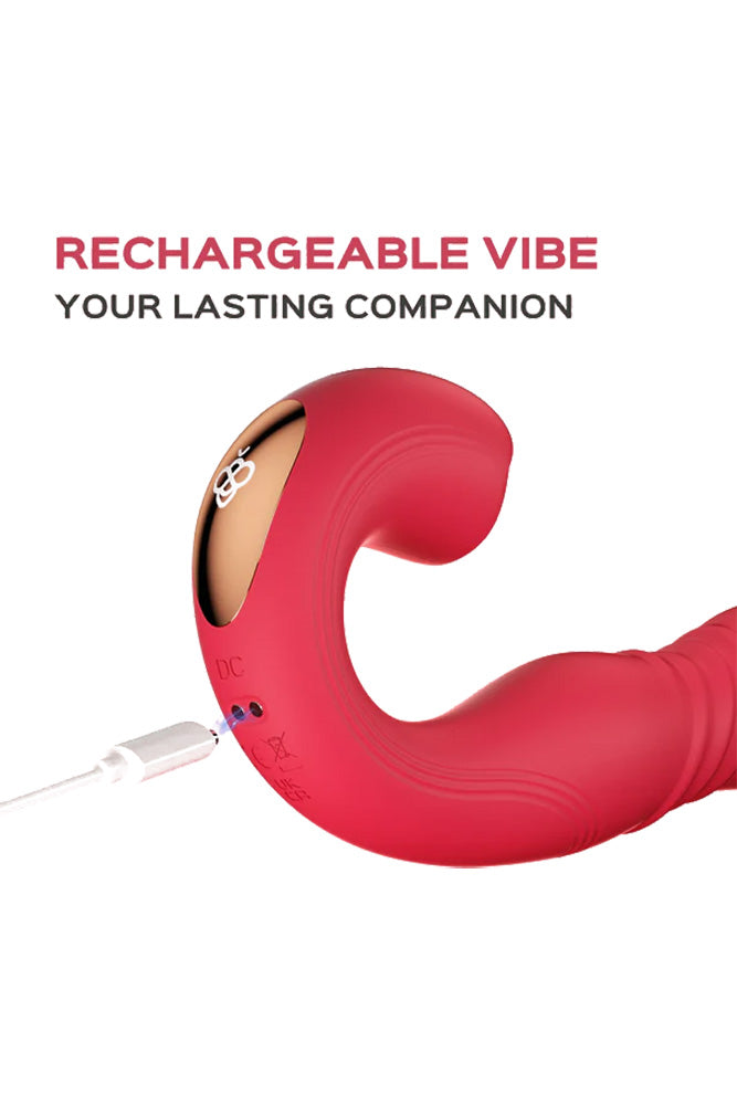 Honey Play Box - Joi Thrusting G-Spot Vibrator with Flickering Tongue & App Control - Red - Stag Shop