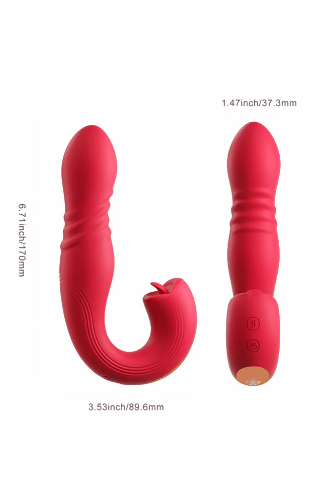 Honey Play Box - Joi Thrusting G-Spot Vibrator with Flickering Tongue & App Control - Red - Stag Shop