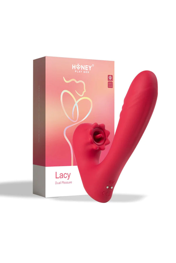 Honey Play Box - Lacy - G Spot Vibrator with Flicking Tongue - Red | Stag Shop Honey Play Box - Lacy - G Spot Vibrator with Flicking Tongue - Red | Stag Shop