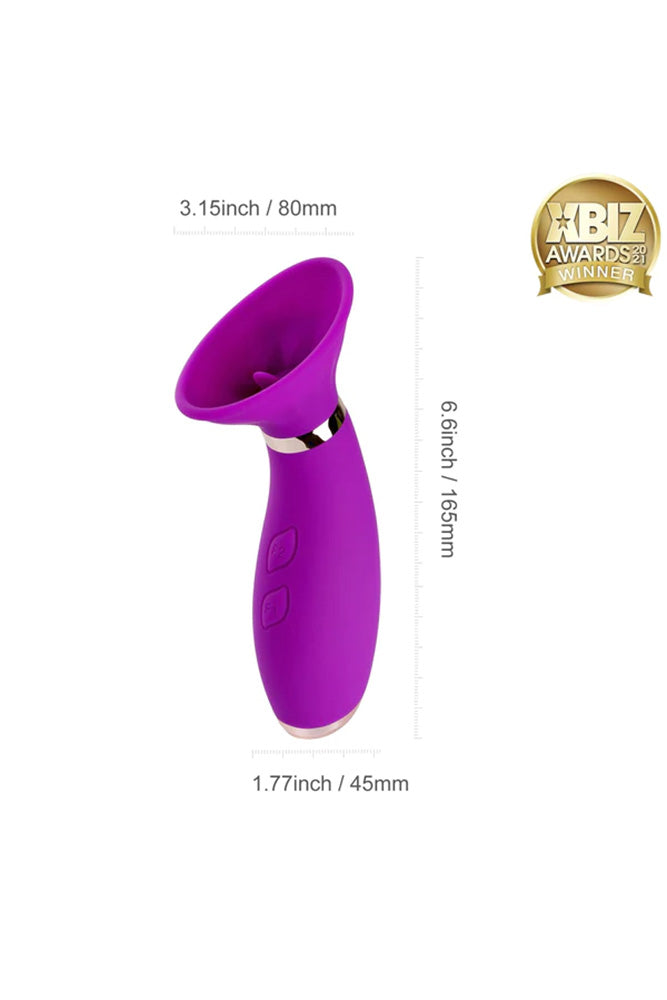 Honey Play Box - Seduction Suction Vibrator with Flickering Tongue - Purple - Stag Shop