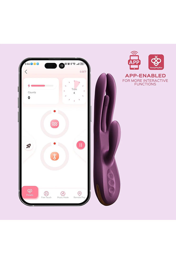 Honey Play Box - Terri App-Controlled Tapping Rabbit Vibrator - Purple - Stag Shop