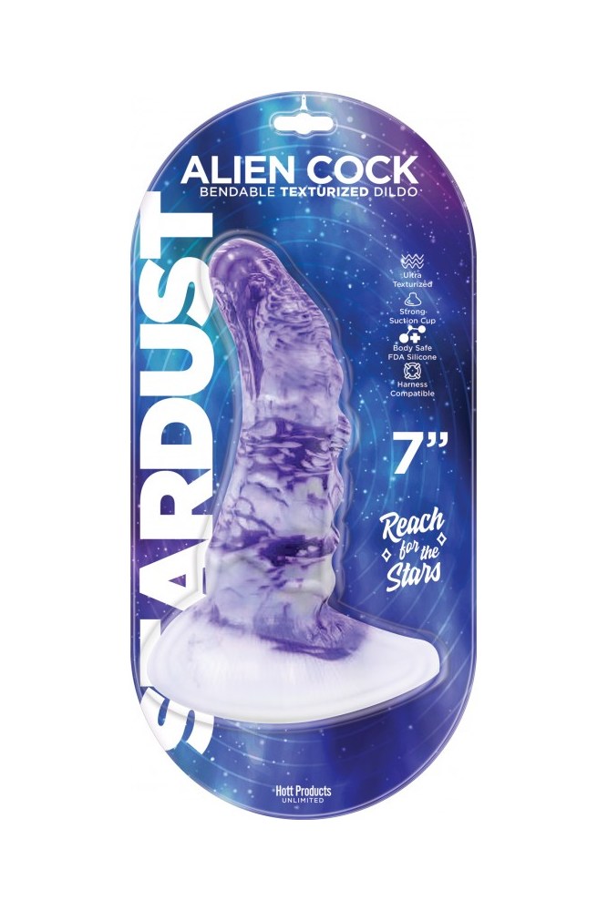 Hott Products - Stardust - Alien Cock 7" Alien Dildo - Purple/White - Stag Shop