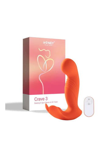 Honey Play Box - Crave 3 G-Spot Vibrator with Rotating Head & Clit Tickler - Orange - Stag Shop