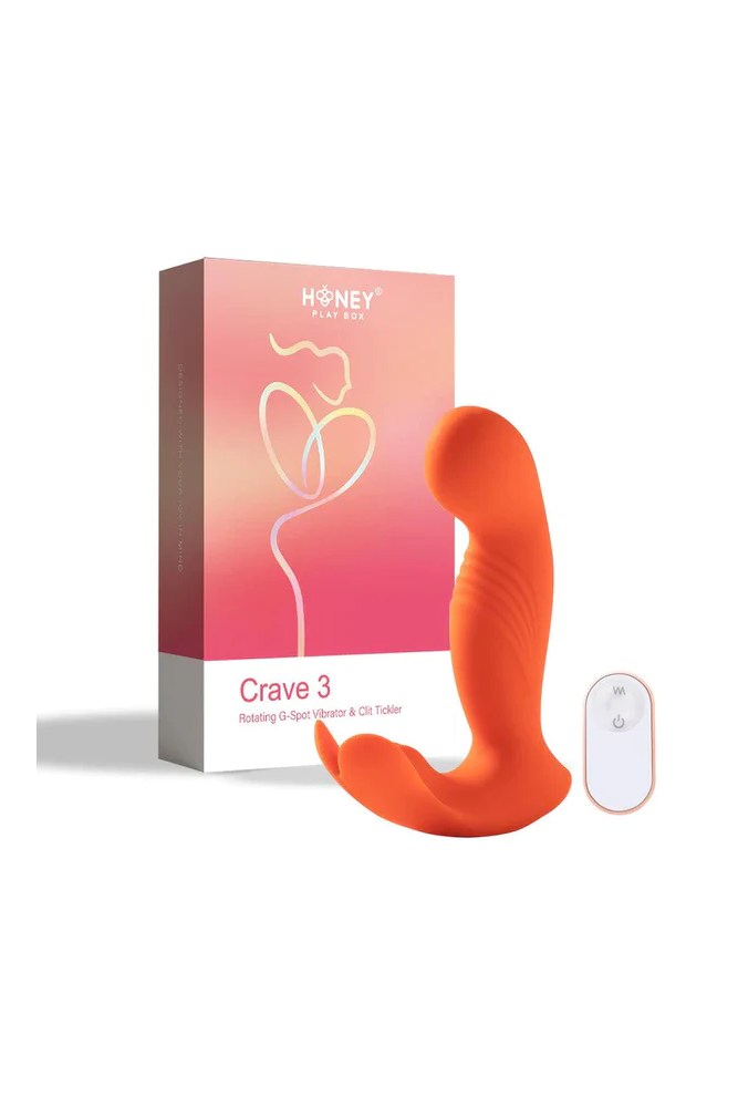 Honey Play Box - Crave 3 G-Spot Vibrator with Rotating Head & Clit Tickler - Orange - Stag Shop