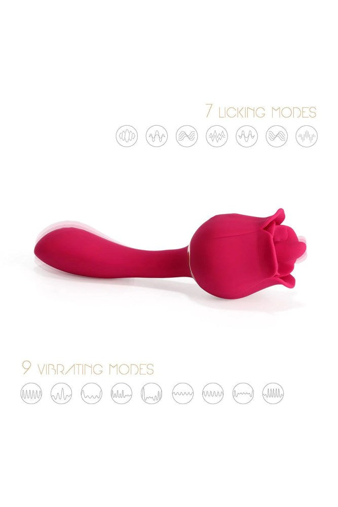 Honey Play Box - Rhea The Rose Licking Tongue & G-Spot Vibrator - Red - Stag Shop