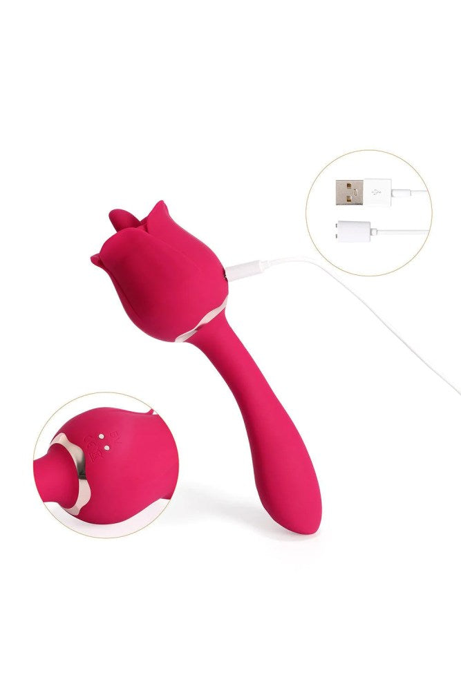 Honey Play Box - Rhea The Rose Licking Tongue & G-Spot Vibrator - Red - Stag Shop