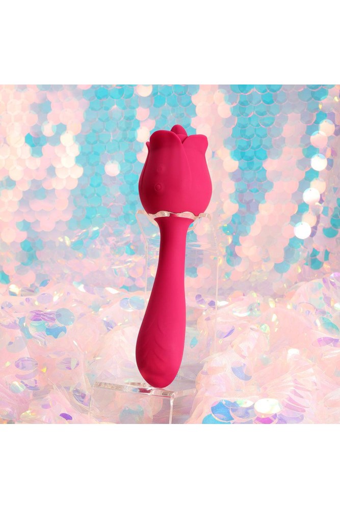 Honey Play Box - Rhea The Rose Licking Tongue & G-Spot Vibrator - Red - Stag Shop