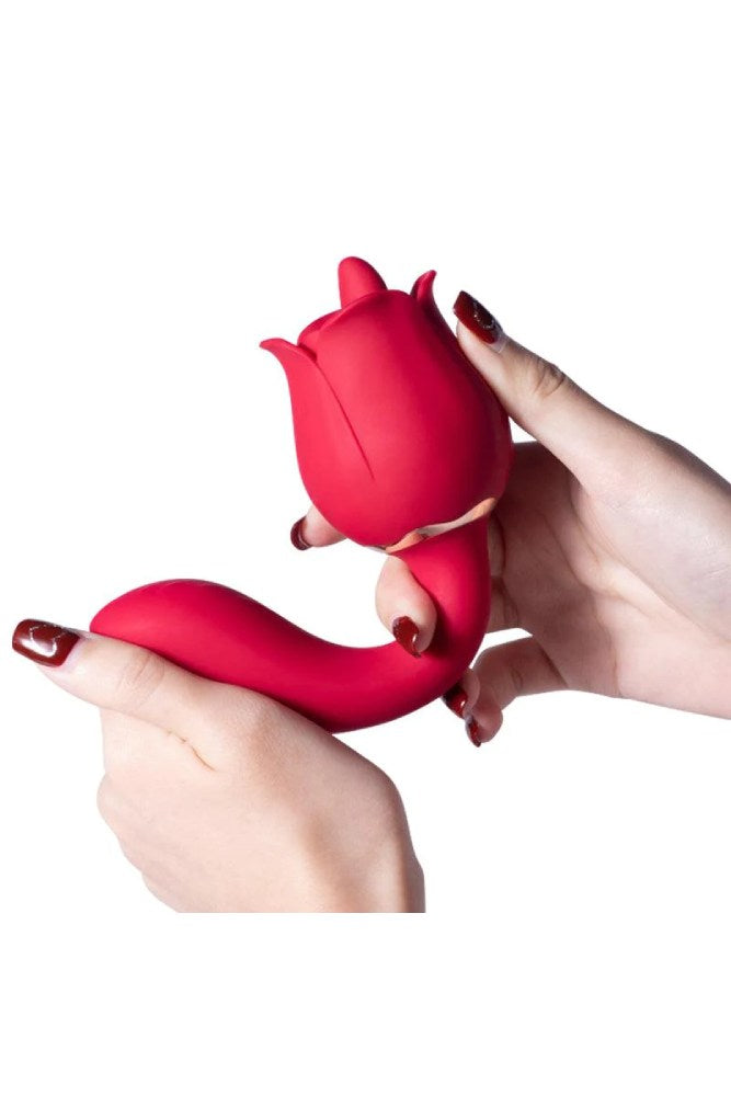 Honey Play Box - Rhea The Rose Licking Tongue & G-Spot Vibrator - Red - Stag Shop