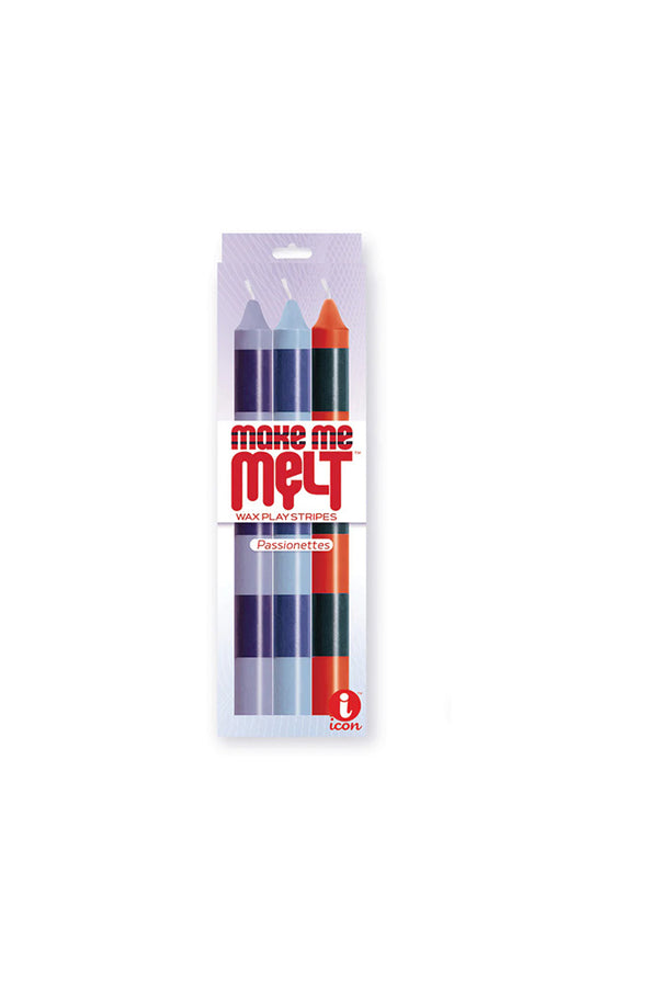 Icon Brands - Make Me Melt - Warm Drip Candles - 3pk Stripes Pasionettes - Stag Shop