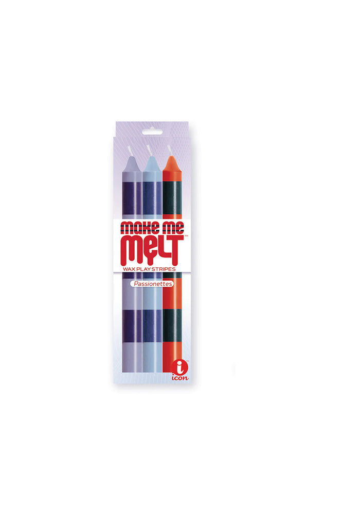Icon Brands - Make Me Melt - Warm Drip Candles - 3pk Stripes Pasionettes - Stag Shop
